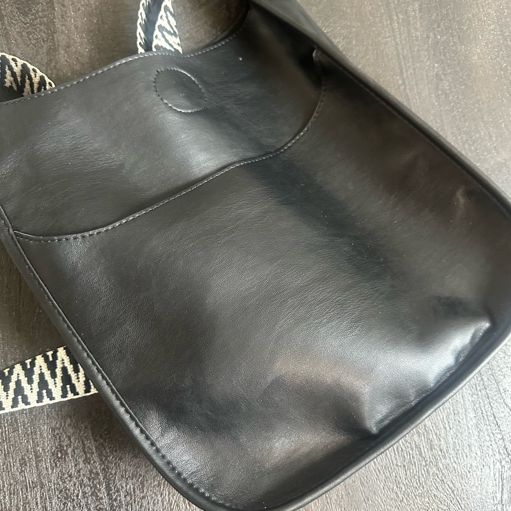 Black faux Leather crossbody